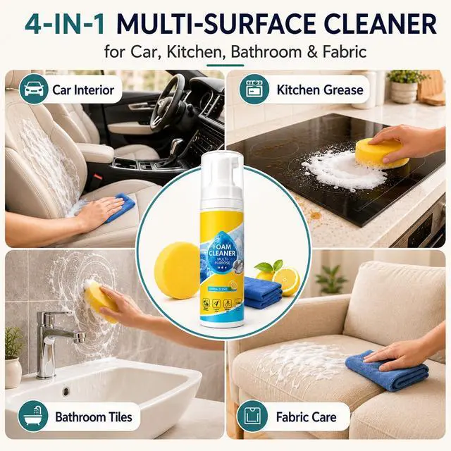 Alt view image 2 of 7 - 4-in-1 Multi-Enzyme Foam Cleaner, All-Purpose Foam Cleaning Spray for Car Interior Kitchen Bathroom Sofa, Deep Cleaning Foam Spray with Lemon Fresh Scent, 150ml