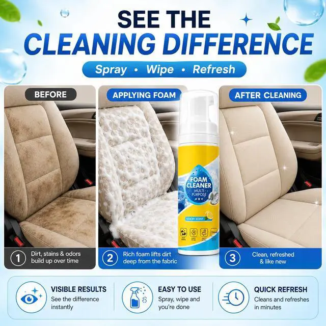 Alt view image 5 of 7 - 4-in-1 Multi-Enzyme Foam Cleaner, All-Purpose Foam Cleaning Spray for Car Interior Kitchen Bathroom Sofa, Deep Cleaning Foam Spray with Lemon Fresh Scent, 150ml
