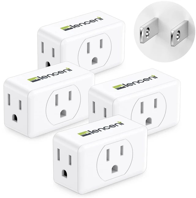 Main image of 2 Prong to 3 Prong Outlet Adapter, Wall Plug Extender Multiple Outlet Wall Plug with 3 AC, Non Grounded Outlets Expander for Japan Travel Kitchen Office Older House, 4 Pack