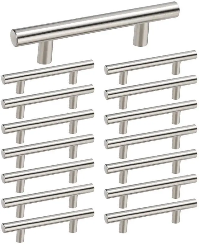 Main image of 15 Pack Brushed Nickel Cabinet Pulls 3 Inch Handles Stainless Steel Cabinet Hardware for Kitchen and Bathroom Cabinets, 5 Inch Overall Drawer Pull