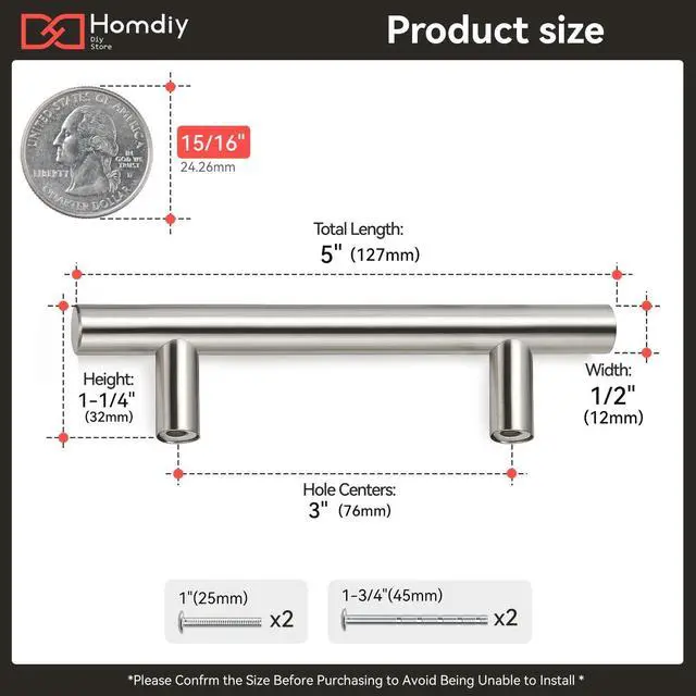 Alt view image 3 of 7 - 15 Pack Brushed Nickel Cabinet Pulls 3 Inch Handles Stainless Steel Cabinet Hardware for Kitchen and Bathroom Cabinets, 5 Inch Overall Drawer Pull