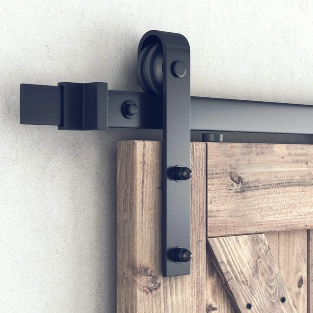 Alt view image 4 of 7 - 6.8 FT Barn Door Hardware Kit -Fits 40" Wide Door Panel Sliding Barn Door Track, Smooth and Quiet, Easy to Install, Includes Step-by-Step Installation Instructions (J Shape Hanger)