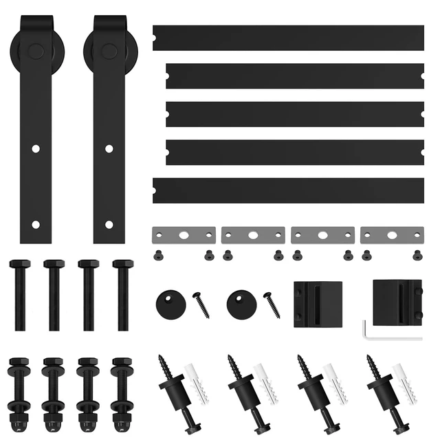 Alt view image 7 of 7 - 6.8 FT Barn Door Hardware Kit -Fits 40" Wide Door Panel Sliding Barn Door Track, Smooth and Quiet, Easy to Install, Includes Step-by-Step Installation Instructions (J Shape Hanger)