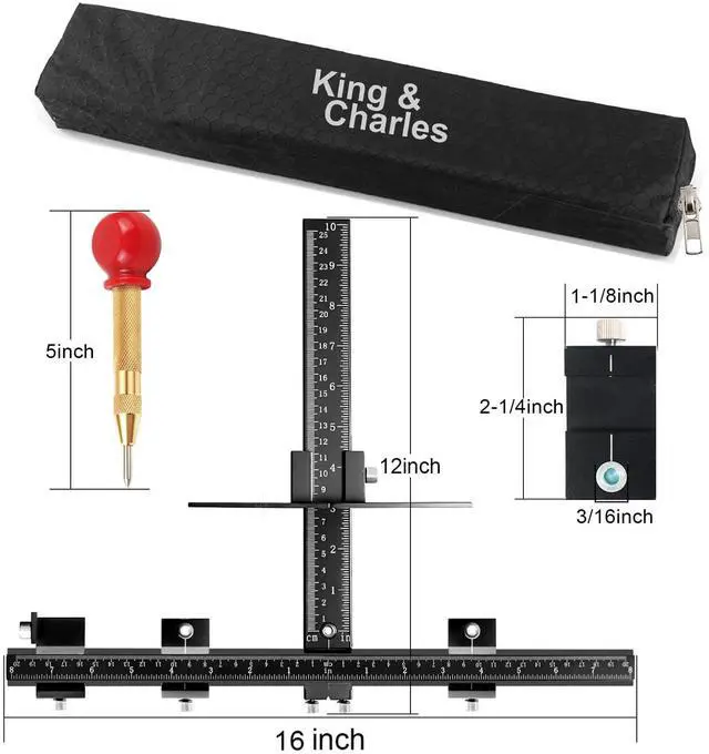 Alt view image 3 of 6 - Cabinet Hardware Jig, Aluminum Alloy Cabinet Handle Jig with Automatic Center Punch, Avoid Jitter Caused by Direct Drilling, Use for Handles and Pulls on Drawers/Doors.