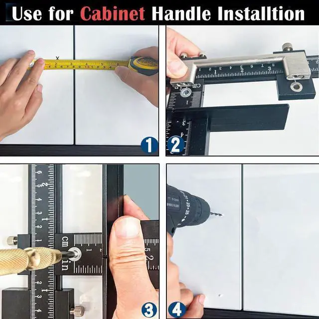 Alt view image 5 of 6 - Cabinet Hardware Jig, Aluminum Alloy Cabinet Handle Jig with Automatic Center Punch, Avoid Jitter Caused by Direct Drilling, Use for Handles and Pulls on Drawers/Doors.
