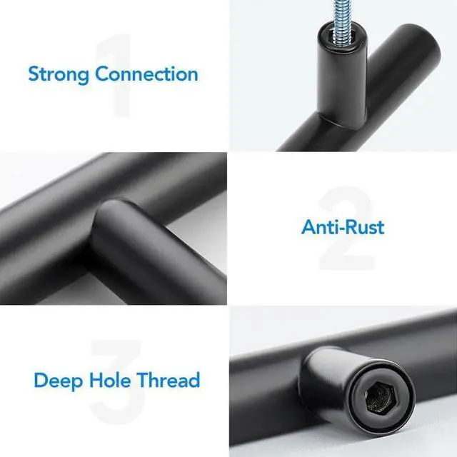 Alt view image 3 of 7 - Black Cabinet Handles 3 Inch Hole Spacing Stainless Steel Drawer Pulls for Cabinets, Dresser, Bathroom 30 Pack