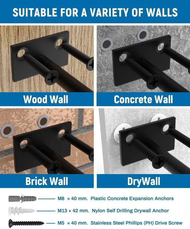 Alt view image 5 of 7 - 12-Pack 6 inch Floating Shelf Brackets, Hidden Shelf Bracket for Wood | Concealed Blind Shelving Support, Invisible Black Brackets for DIY Decorative, Fit for Kitchen, Bathroom,Study Room