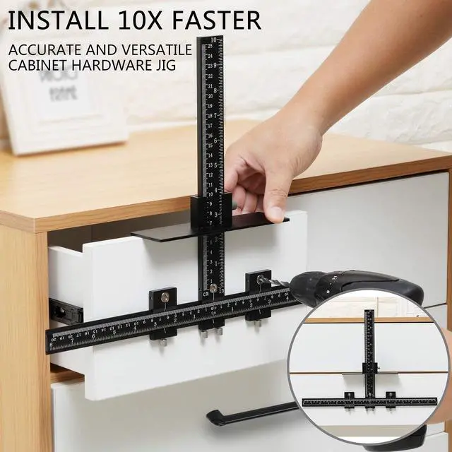 Alt view image 2 of 6 - Cabinet Hardware Jig Tool All Aluminum Alloy,Adjustable Drill Guide Template Tool for Installation of Door Drawer Front Knobs Handles and Pulls