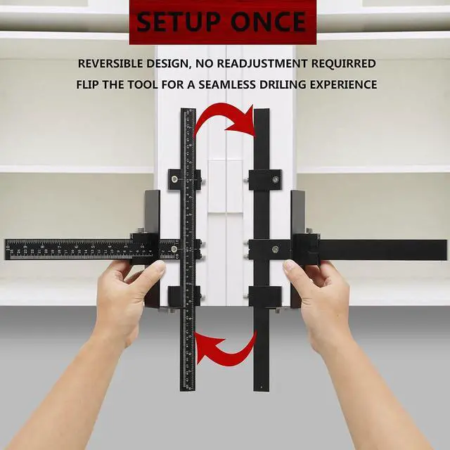 Alt view image 3 of 6 - Cabinet Hardware Jig Tool All Aluminum Alloy,Adjustable Drill Guide Template Tool for Installation of Door Drawer Front Knobs Handles and Pulls