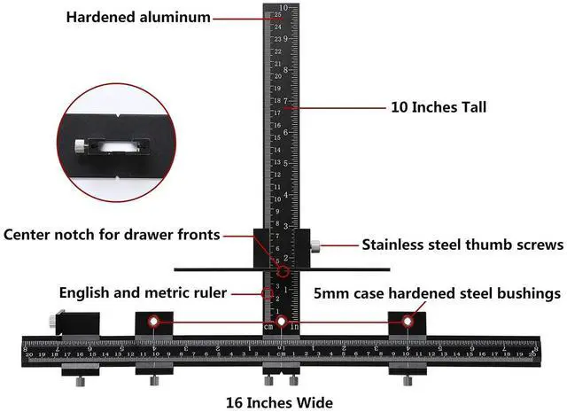 Alt view image 4 of 6 - Cabinet Hardware Jig Tool All Aluminum Alloy,Adjustable Drill Guide Template Tool for Installation of Door Drawer Front Knobs Handles and Pulls