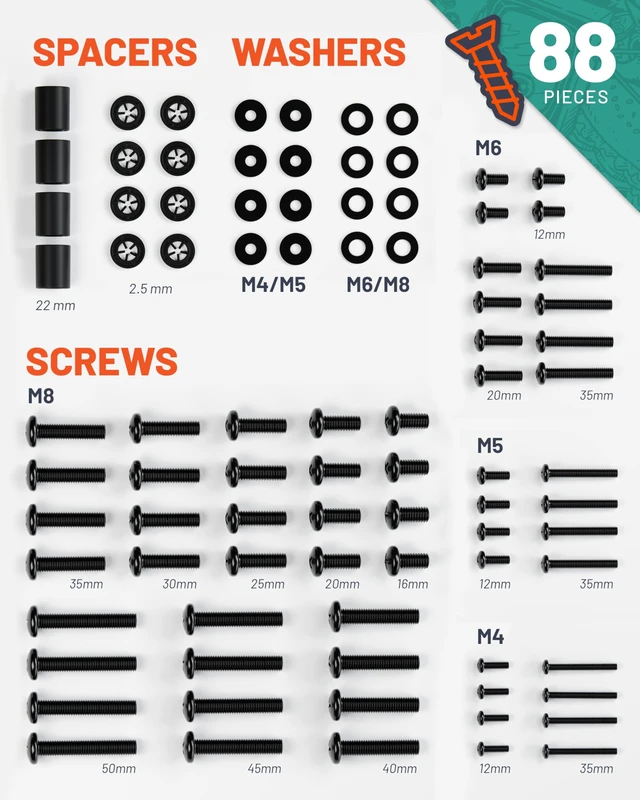 Alt view image 3 of 7 - Universal TV Mount Hardware Pack - Replacement Hardware Mounting Kit for TVs up to 80" - Includes M4, M5, M6 & M8 Screws