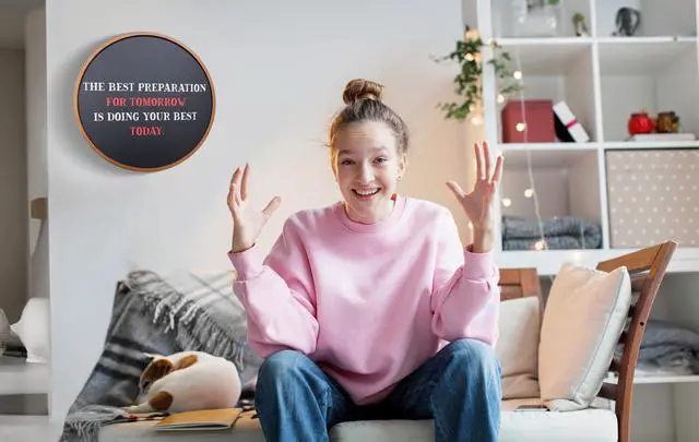 Alt view image 4 of 7 - Round Magnetic Chalkboard with Wooden Frame for Office and Home, 18x18 inches with Mounting Hardware, 4-Piece Chalk Set, and Eraser Included (Rustic Brown)