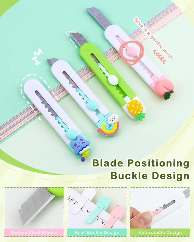 8Pcs Utility Knives, Retractable Sharp Cartons Cardboard Cutters Razor ...