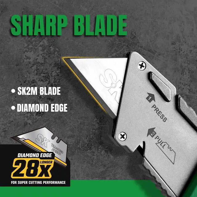 Alt view image 4 of 7 - Folding Utility Knife with Additional Wire Cutter, Quick Change Box Cutter with Liner Lock & Belt Clip, Lightweight Aluminum Handle