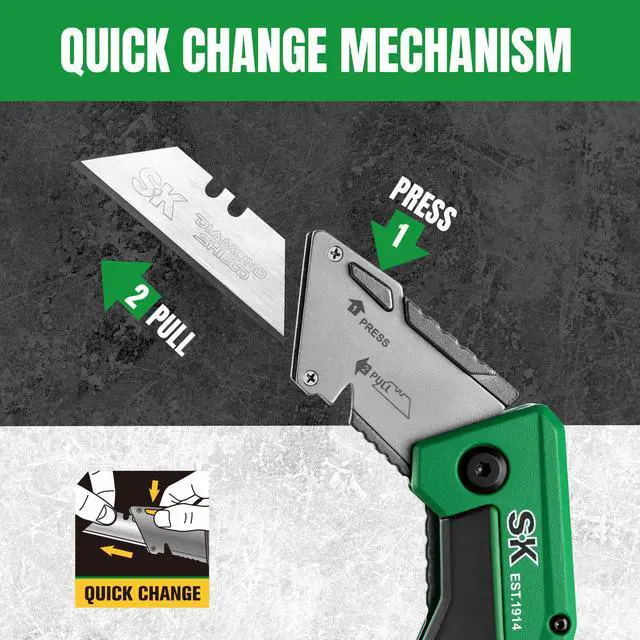 Alt view image 5 of 7 - Folding Utility Knife with Additional Wire Cutter, Quick Change Box Cutter with Liner Lock & Belt Clip, Lightweight Aluminum Handle