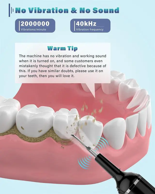 Alt view image 5 of 7 - Plaque Remover for Teeth, Dental Cleaning Kit Tartar Remover for Teeth with LED Light & 5 Modes, Rechargeable Dental Cleaner, 4 Replaceable Heads
