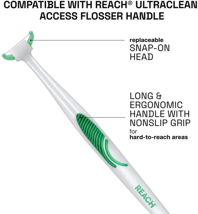 Alt view image 4 of 7 - Ultraclean Access Flosser Refill Heads, Mint, Plaque Remover for Teeth, Shred Resistant, for Hard to Reach Areas, Oral Care, PFAS Free, for Adults & Kids, 1 Pack, 28 Count