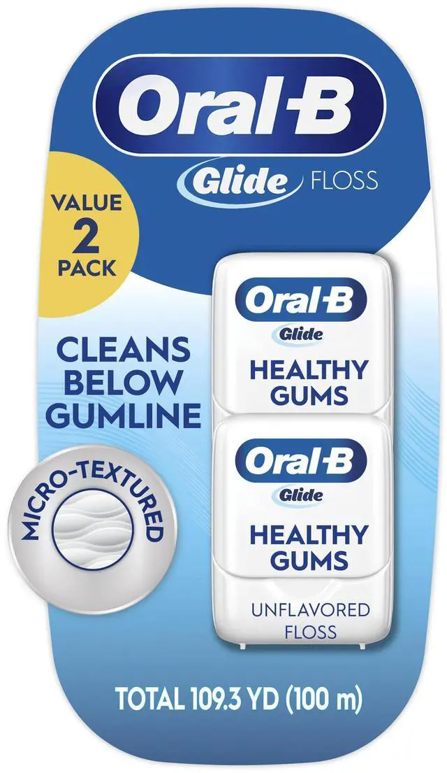 Main image of Glide Healthy Gums Unflavored Dental Floss, Smooth, Strong, Shred Resistant, Value 2 Pack (50m Each)