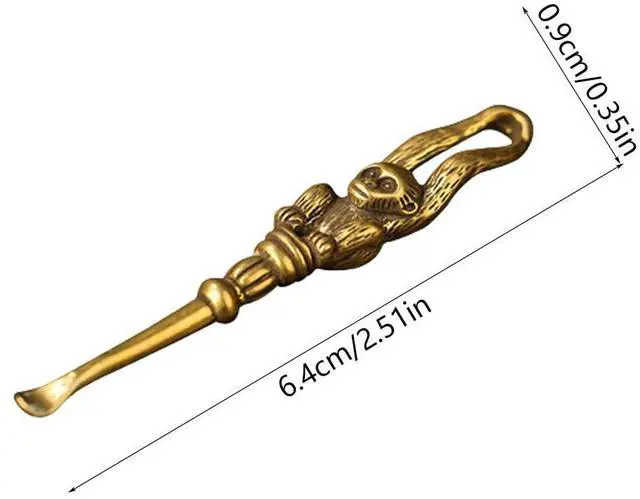 Alt view image 2 of 5 - 2 Pcs Brass Monkey Picks Out Ear Spoon Ear Spoon Ear Scratcher Brass Ear Scoop Animal Ear Spoon Ear Spoons for CleaningGolden