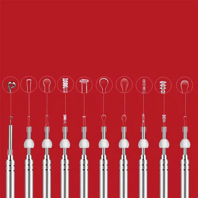 Alt view image 2 of 5 - 9PCS Earpick Spoon, Accessories for 3.5mm Diameter Otoscope - Metal Ear Spoon, Spiral Ear Pick for Adults Children