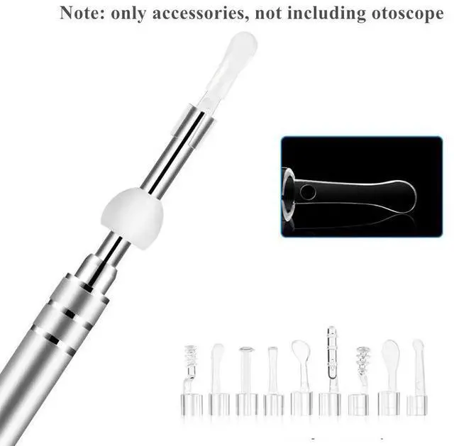 Alt view image 4 of 5 - 9PCS Earpick Spoon, Accessories for 3.5mm Diameter Otoscope - Metal Ear Spoon, Spiral Ear Pick for Adults Children