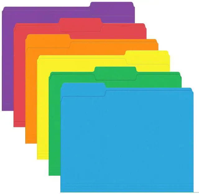 Main image of File Folder, 120 Pack Colored File Folder, 1/3 Cut Tab, Letter Size, Assorted 6 Colors Filing Folder for Office School Business