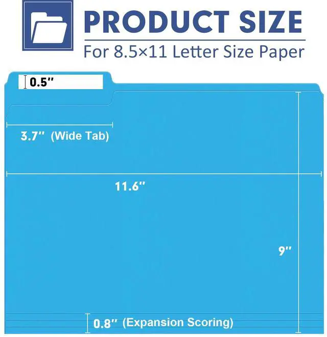 Alt view image 2 of 7 - File Folder, 120 Pack Colored File Folder, 1/3 Cut Tab, Letter Size, Assorted 6 Colors Filing Folder for Office School Business
