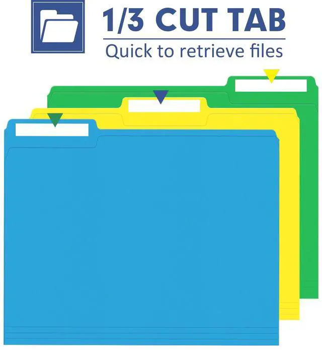 Alt view image 3 of 7 - File Folder, 120 Pack Colored File Folder, 1/3 Cut Tab, Letter Size, Assorted 6 Colors Filing Folder for Office School Business