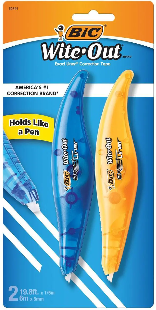 Main image of Wite-Out Brand Exact Liner Correction Tape, 19.8 Feet, 2-Count Pack of white Correction Tape, Fast, Clean and Easy to Use Tear-Resistant Tape Office or School Supplies