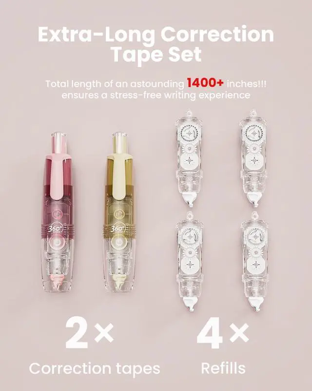 Alt view image 5 of 7 - 2-Pack White Correction Tape, Refillable, 118.1 ft, 6mm Width