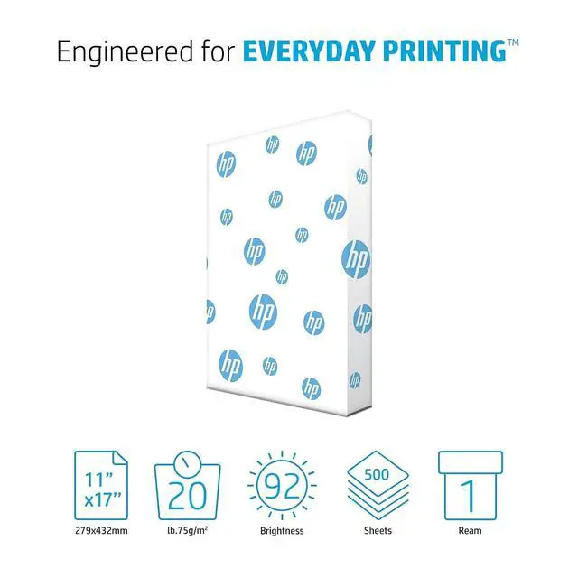 Alt view image 2 of 7 - HP 172000 Office Ultra-White Paper, 92 Bright, 20lb, 11 x 17, 500/Ream