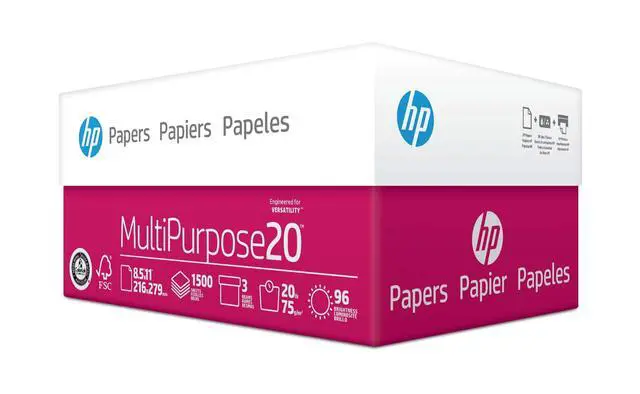 Alt view image 5 of 6 - HP Printer Paper | 8.5 x 11 Paper | MultiPurpose 20 lb | 3 Ream Case - 1500 Sheets | 96 Bright | Made in USA - FSC Certified | 112530C