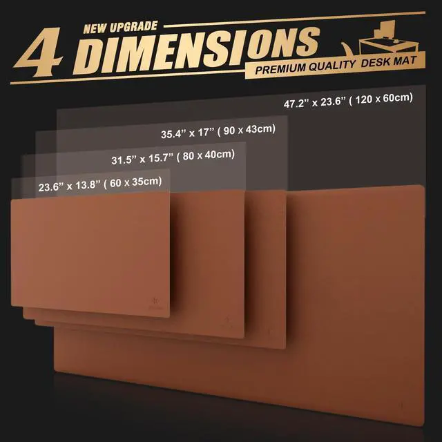 Alt view image 4 of 6 - Large Office Leather Desk Mat, Mouse and Keyboard Pad, Computer and Laptop Mat, Desktop Protector and Cover, Writing Pad and Blotter (35.4"x17", Brown)