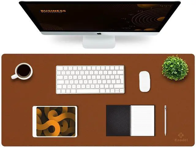 Main image of Large Office Leather Desk Mat, Mouse and Keyboard Pad, Computer and Laptop Mat, Desktop Protector and Cover, Writing Pad and Blotter (35.4"x17", Brown)