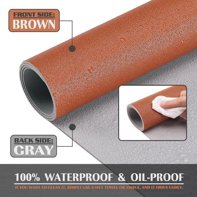 Alt view image 3 of 6 - Large Office Leather Desk Mat, Mouse and Keyboard Pad, Computer and Laptop Mat, Desktop Protector and Cover, Writing Pad and Blotter (35.4"x17", Brown)