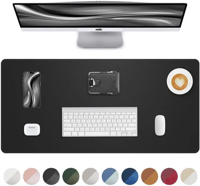 Main image of Leather Desk Pad Protector, Mouse Pad, Office Desk Mat, Non-Slip PU Leather Desk Blotter, Laptop Desk Pad, Waterproof Desk Writing Pad for Office and Home (Black, 31.5" x 15.7")