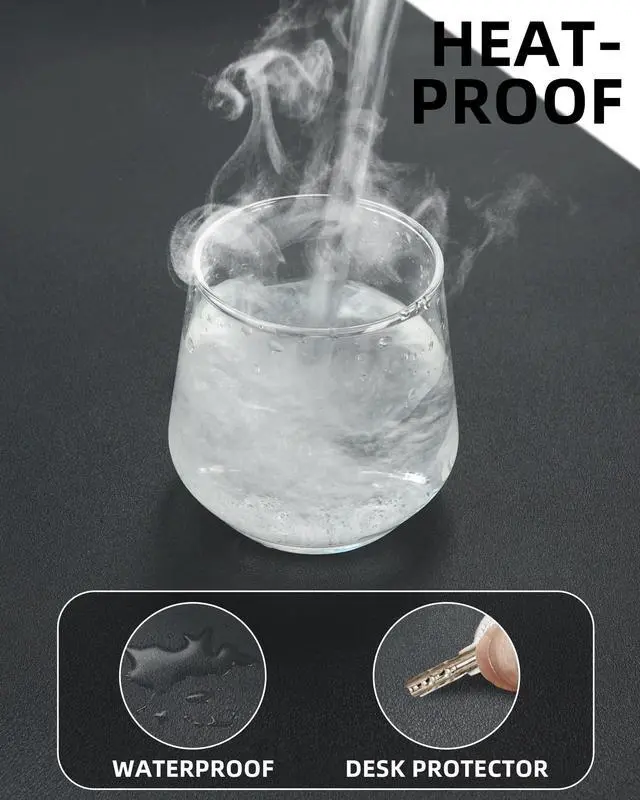 Alt view image 4 of 7 - Leather Desk Pad Protector, Mouse Pad, Office Desk Mat, Non-Slip PU Leather Desk Blotter, Laptop Desk Pad, Waterproof Desk Writing Pad for Office and Home (Black, 31.5" x 15.7")