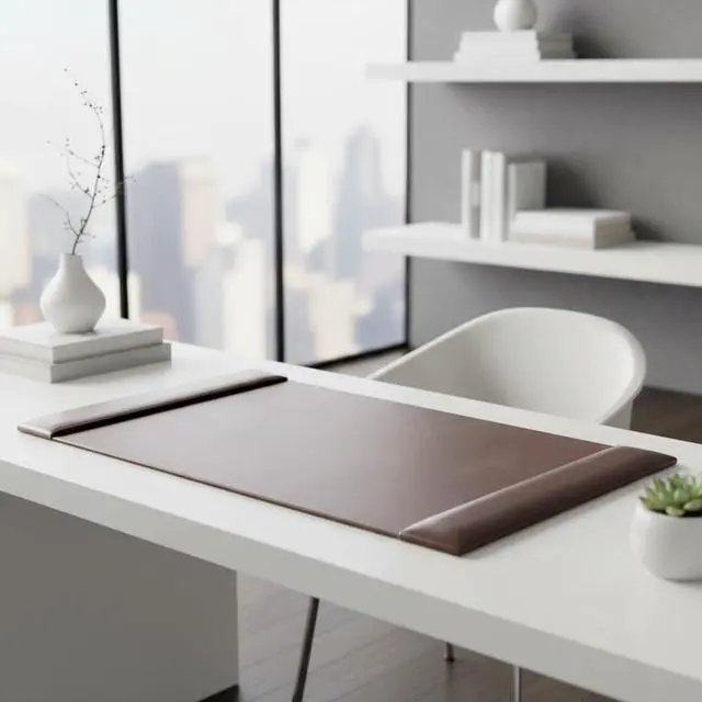 Alt view image 3 of 4 - Dark Brown Bonded Leather 30" x 18" Desk Pad