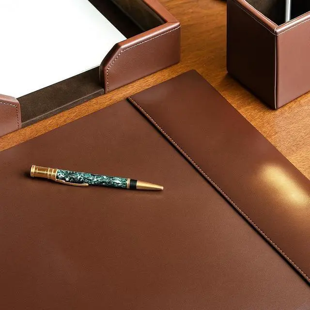 Alt view image 2 of 4 - Dark Brown Bonded Leather 30" x 18" Desk Pad