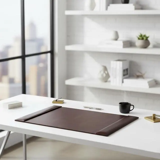 Alt view image 4 of 4 - Dark Brown Bonded Leather 30" x 18" Desk Pad