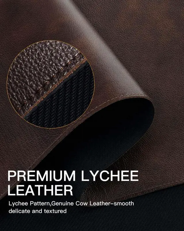 Alt view image 4 of 7 - Genuine Leather Desk Mat, 31.5"x15.8" Office Desk Pad, Thick Premium Table Pad with Stitched Line, Non-Slip Laptop Writing Pad with Rubber Base (Dark Brown, 31.5"x15.8")