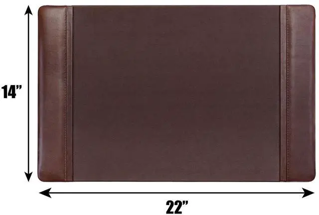 Alt view image 3 of 3 - Leather Desk Pad with Side Rails - Luxury Leather Desk Blotter for Writing - Executive Desk Surface Protector - (Chocolate Brown, 22 x 14)