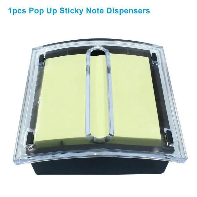 Alt view image 5 of 5 - 1 Pcs Pop Up Note Dispenser Sticky Notes Holder Black Base Clear Top Sticky Pad Holder for School Office Home Store/Desk Users