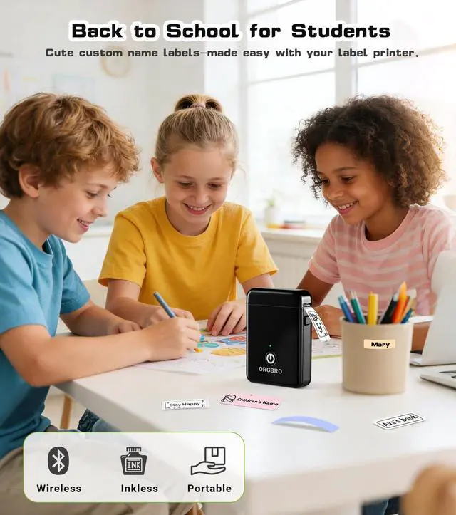 Alt view image 2 of 7 - Label Maker Machine with Tape, X1 Portable Bluetooth Mini Label Printer, Support Pre-Cut & Continuous Label, Wireless Small Label Makers with Versatile App for School Home Office Organization