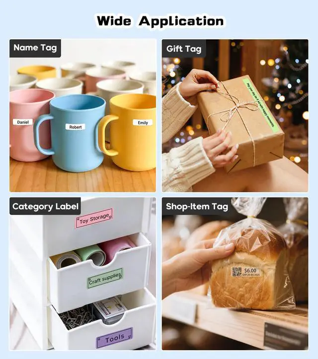 Alt view image 6 of 7 - Label Maker Machine with Tape, X1 Portable Bluetooth Mini Label Printer, Support Pre-Cut & Continuous Label, Wireless Small Label Makers with Versatile App for School Home Office Organization