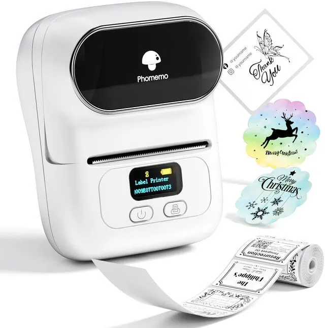 Main image of M110 Label Printer, Portable Thermal Label Maker with Display Easy to Use, 2 Inch Bluetooth Themral Printer for Small Business, Home, School, Organization, APP with 6000+ Templates, White