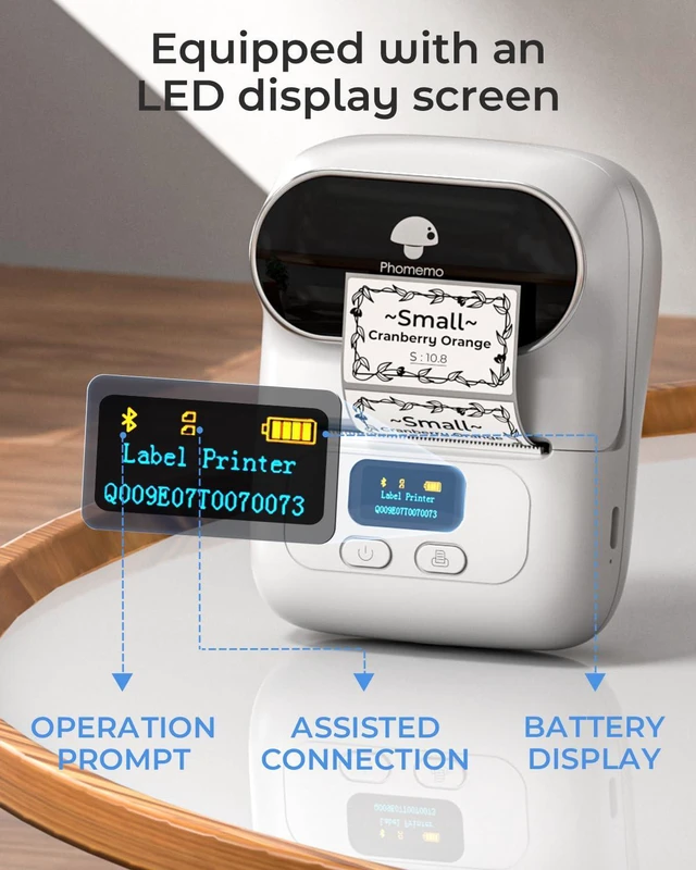 Alt view image 7 of 7 - M110 Label Printer, Portable Thermal Label Maker with Display Easy to Use, 2 Inch Bluetooth Themral Printer for Small Business, Home, School, Organization, APP with 6000+ Templates, White