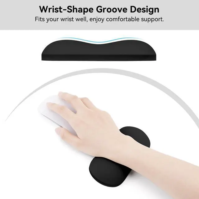 Alt view image 6 of 7 - Silicone Wrist Rest Pad, Ergonomic Inflatable Support for Keyboard & Mouse, Soft Comfortable Wrist Support with Cloud-Like Cushioned Interior for Typing, Gaming, Pain Relief, Office, Black