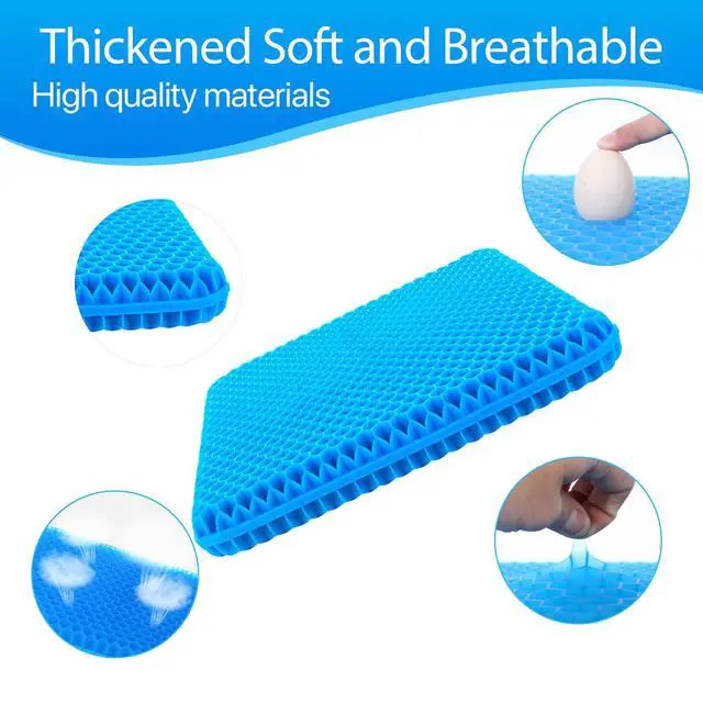 Alt view image 3 of 7 - Gel Seat Cushion for Long Sitting (Thick & Extra Large), Gel Cushion for Wheelchair Soft, Chair Cushion, Car Seat Cushion Breathable, for Office Chair for Hip Pain