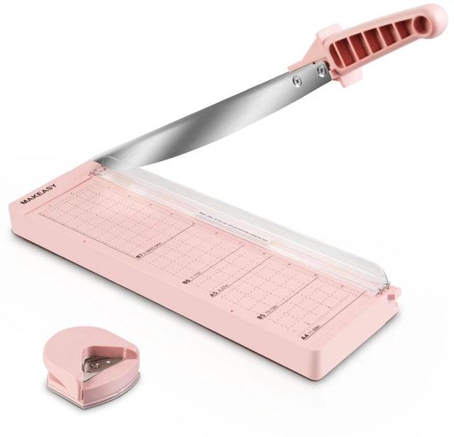 Main image of Paper Cutter 12 Inch, Guillotine Paper Cutter with 8 Sheet Capacity, Heavy Duty Paper Cutter for Cardstock, Paper Trimmer for Crafting, Classroom and Office, Pink